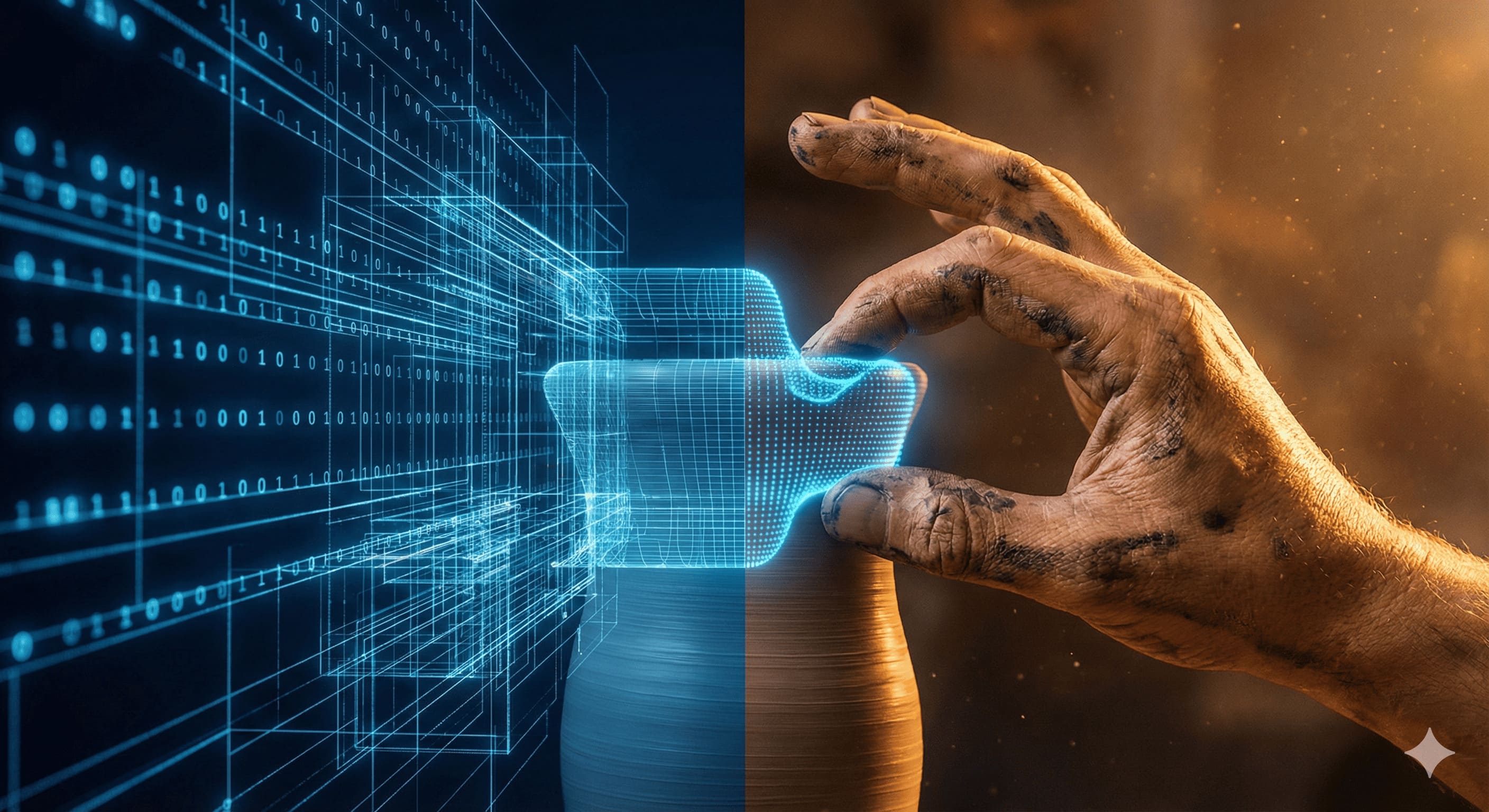 Human hand shaping digital code