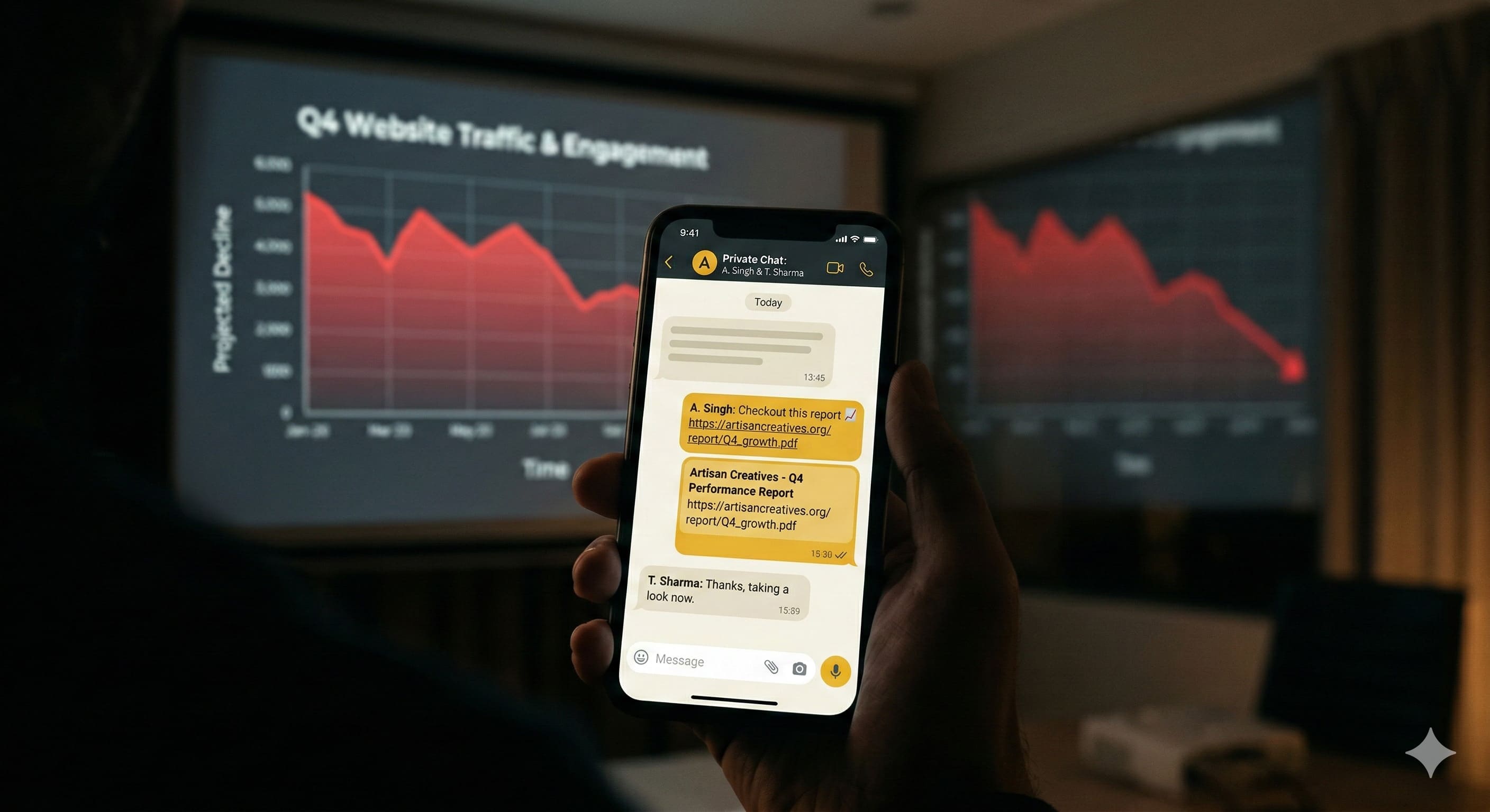 Abstract visualization of dark social networks vs traditional website traffic funnels